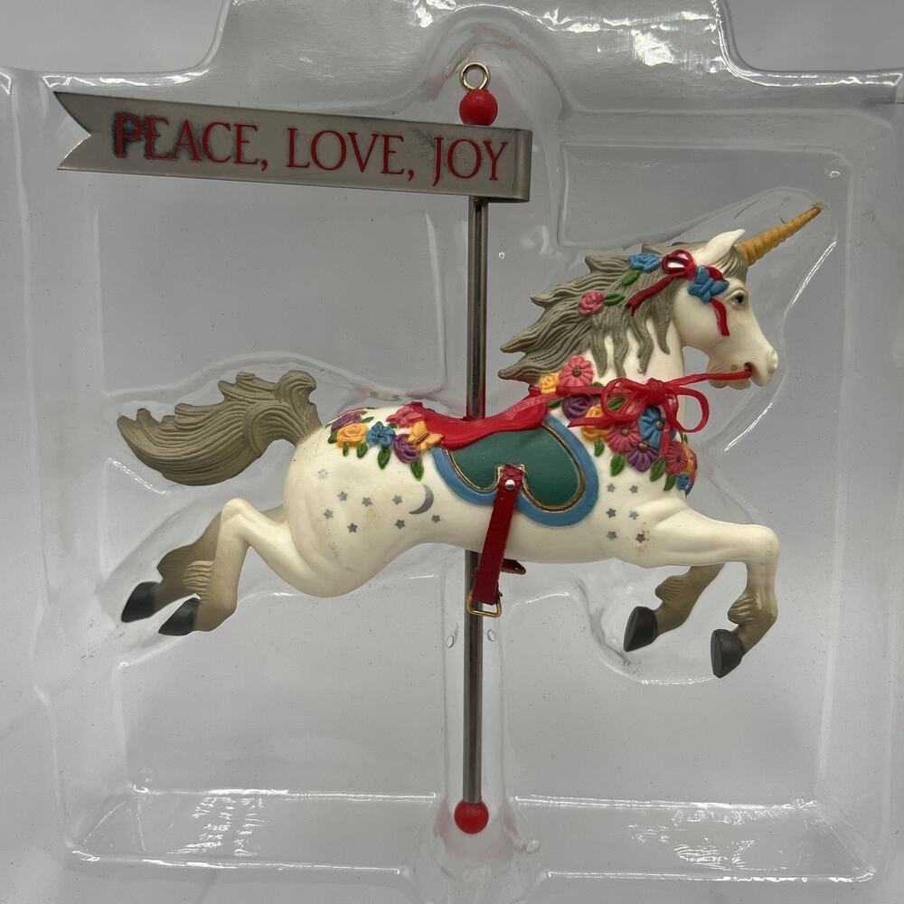 Vintage Enesco Treasury Christmas Carousel Unicorn Ornament 3rd In Series 1986